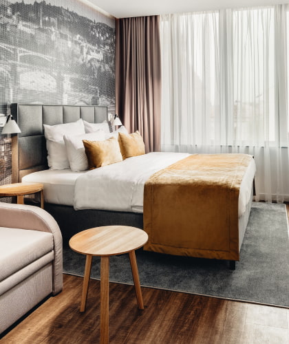 <p>Couple at Mamaison hotel</p>